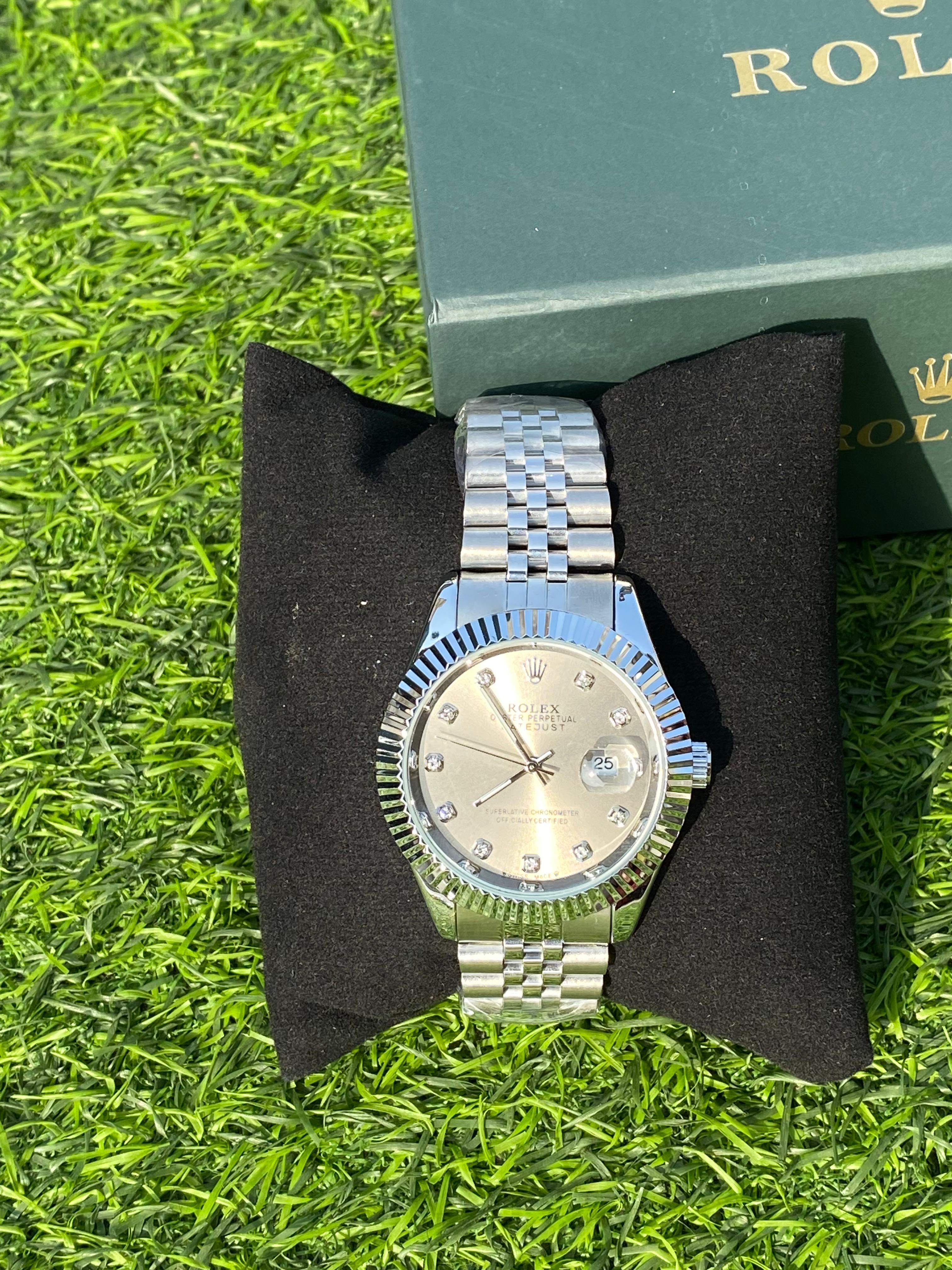 ROLEX WHITE DIAL WITH SILVER CHAIN